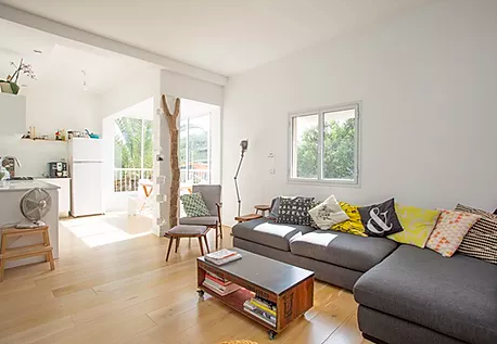 Furnished shared living room and kitchen